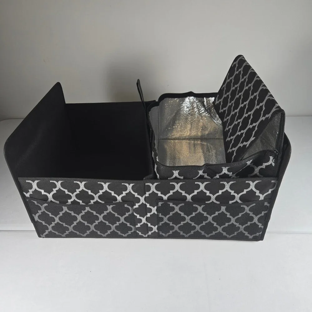 Joy Mangano Huggable Hangers Trunk Organizer w Divider & Insulated Cooler Tote
